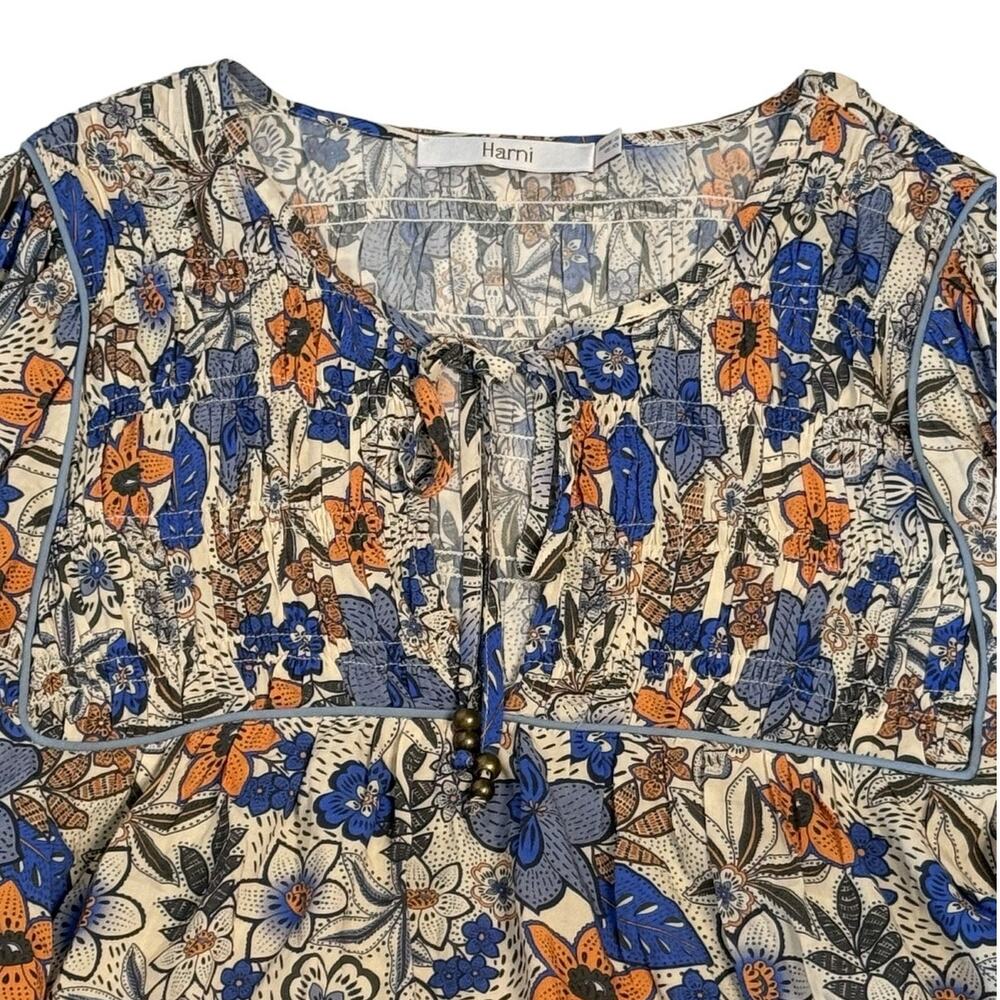 Harni the Label Blue Floral Peasant Blouse Top Oversized XS - Picture 5 of 12